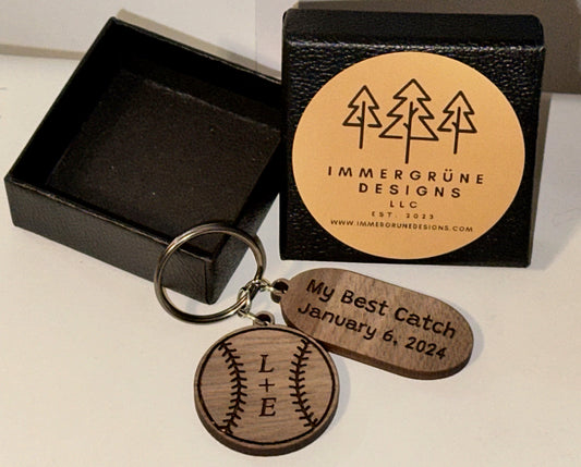 My Best Catch Baseball Keychain